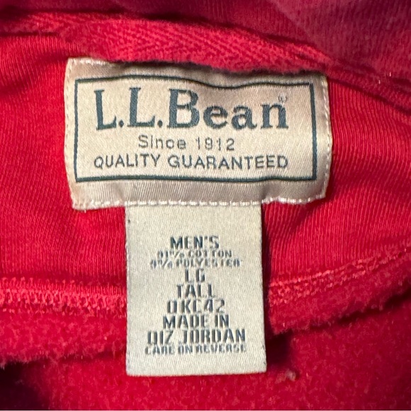 Vintage Men’s Size Large Tall Red Cotton/Polyester 1/4 Zip Sweatshirt w Pockets - Picture 7 of 8